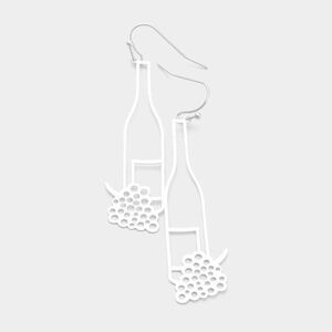 5/$25 Champagne Bottle Silver Tone Grape Earrings